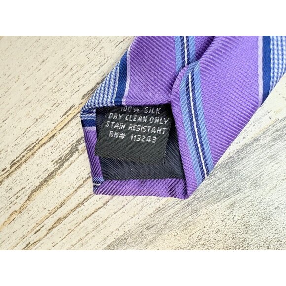 The Tie Bar Purple Stripe Silk Slim Tie - Picture 8 of 8